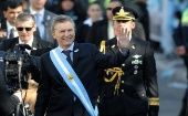 El presidente Mauricio Macri y los ministros de Defensa, Oscar Aguad y de Seguridad, Patricia Bullrich participaron en el acto conmemorativo de los 208 años de las fuerzas militares.