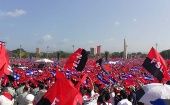 Miles de personas acudieron a la movilización para celebrar el triunfo de la Revolución Sandinista.