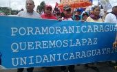 Los manifestantes demostraron su respaldo a Daniel Ortega.