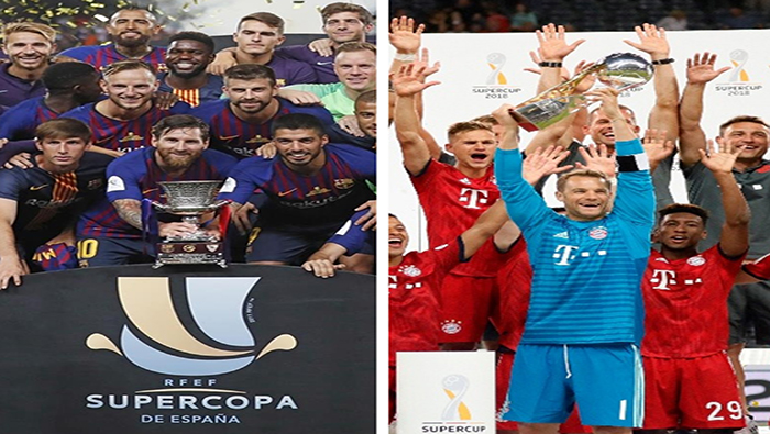 Tanto Barcelona (i) como Bayern (d) son los máximos vencedores de las Supercopas de sus respectivos países.
