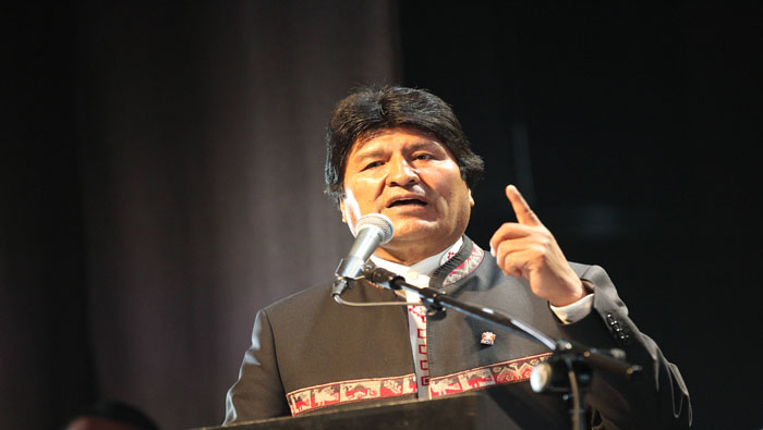 El presidente de Bolivia el 19 de octubre en Buenos Aires, tras recibir el doctorado Honoris Causa de la Universidad Metropolitana para la Educación y el Trabajo (UMET).