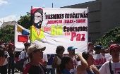 Los marchistas venezolanos aseguran que envían un mensaje antiimperialista y de respeto a la soberanía de los pueblos. 