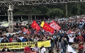 Protestan en Brasil contra reforma de pensión de Jair Bolsonaro 