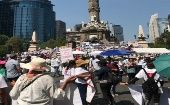 La Marcha de la Dignidad, encabezada por mujeres, llegó al Ángel de la Independencia, ubicada en la ciudad capital mexicana.