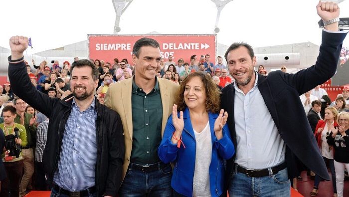 Pedro Sánchez acompañó a los candidatos del Partido Socialista Obrero Español (PSOE) en Madrid.