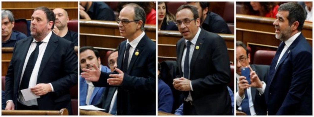 Diputados catalanes en prisión; Oriol Junqueras, Josep Rull, Jordi Turull y Jordi Sànchez..