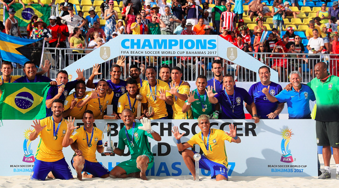 La selección brasileña ha sido campeona de Fútbol Playa por cinco ocasiones en la historia.