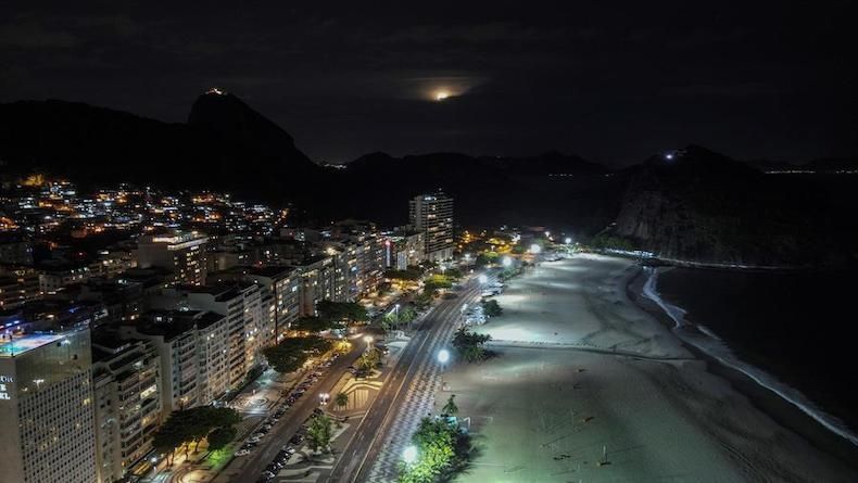 Copacabana Beach empty on New Year's Eve, Rio de Janeiro, Brazil, Dec. 31, 2020.