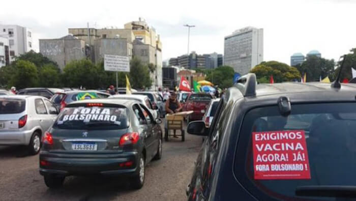 Las protestas contra Bolsonaro se han realizado con distanciamiento social para evitar la propagación del coronavirus.