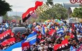 Simpatizantes del FSLN se movilizan en apoyo al presidente Daniel Ortega.