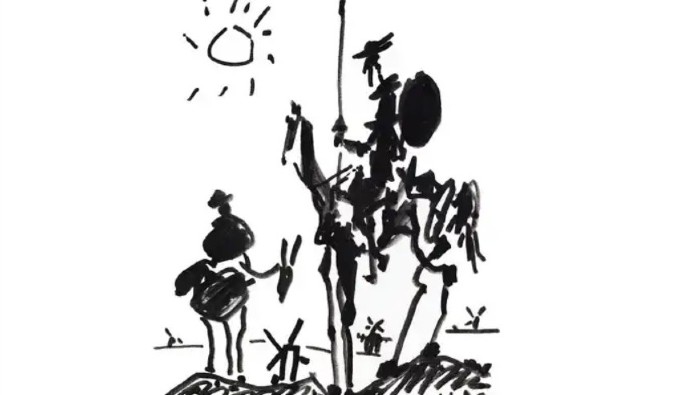 Desde su publicación, muchos artistas plásticos han recreado al Quijote. Pablo Picasso hizo uno de los dibujos minimalistas más conocidos.