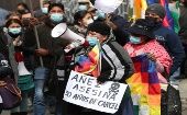 Miles de personas en Bolivia exigen la condena a la expresidenta Áñez por los hechos tras el golpe de Estado de 2019.