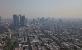 Vista general aérea de la Ciudad de México, que muestra altos indices de contaminación ambiental el 21 de mayo de 2022.