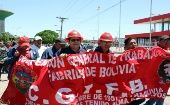 La marcha fue convocada por la Federación Departamental de Fabriles de Santa Cruz.