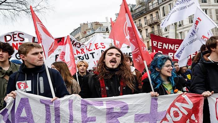 El 7 de marzo más de tres millones de personas se movilizaron en París contra la reforma al sistema de pensiones.