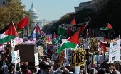 Alrededor de 100.000 personas se congregaron en Washington para exigir el cese del genocidio sionista en Gaza y exigir un alto al fuego.