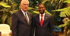 (Right) President Miguel Díaz-Canel Bermúdez and Dickon Mitchell, the Grenadian PM.