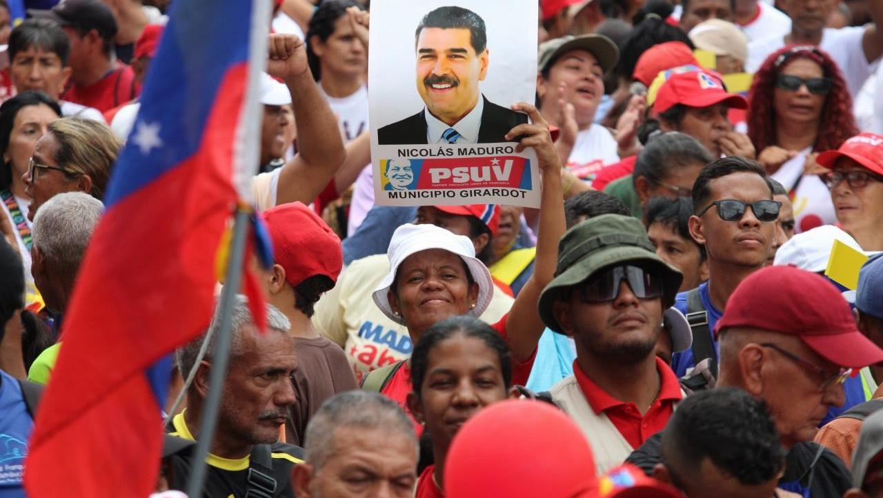 March in support of President Maduro in La Victoria, Aragua state in north-central Venezuela.