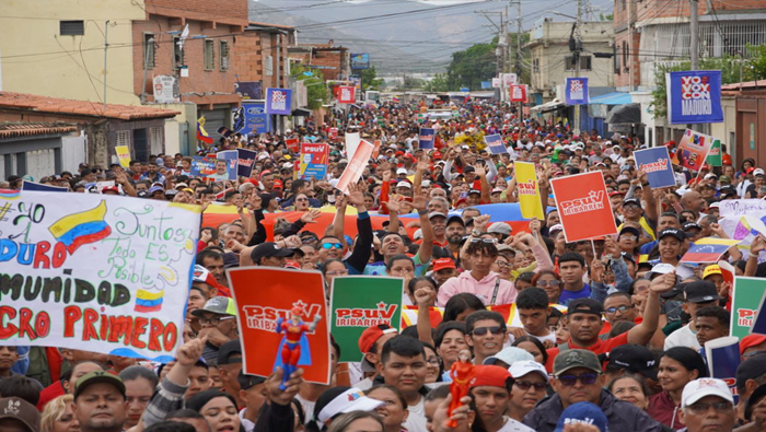 Los larenses marcharon bajo la consigna “Biden Levante el Bloqueo, Ya” acompañados por el primer vicepresidente del Partido Socialista Unido de Venezuela (Psuv), Diosdado Cabello.