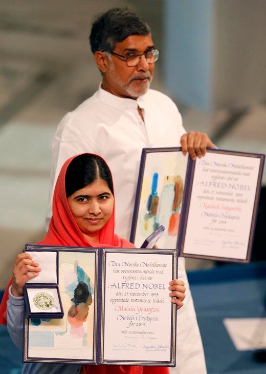 Malala Yousafzai y Kailash Satyarthi recibieron el Nobel de la Paz.